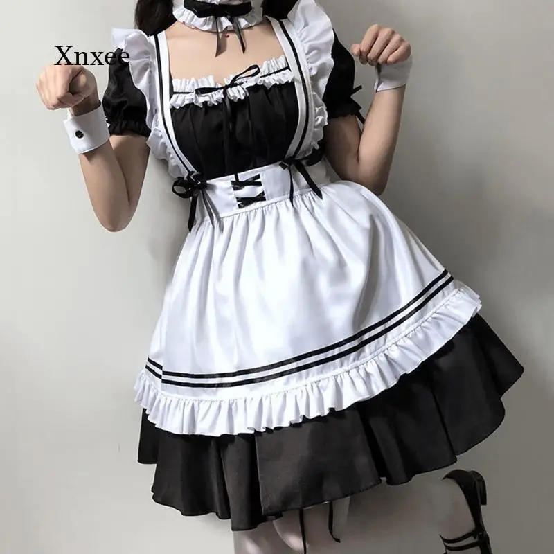 

Maid Costumes 2021 Black Cute Lolita Girls Women Lovely Maid Cosplay Costume Animation Show Japanese Outfit Dress Clothes