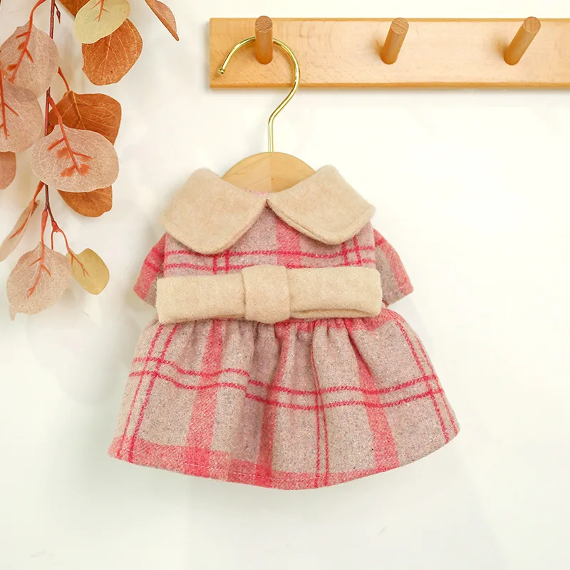 Теплая одежда для собак в клетку розового цвета на осень и зиму щенков Newestsmall с