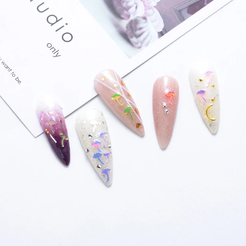 

1Bag Mushroom Nail Sequins Ultrathin multicolor Glitter Flakes Laser Nail Art Holographic DIY Manicure Decoration