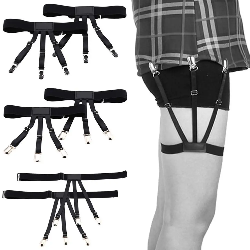 

One Pair Gentleman Men Lady Elastic Male Shirt Suspenders Garter Uniform Stays Holders Non-Slip Locking Clamp