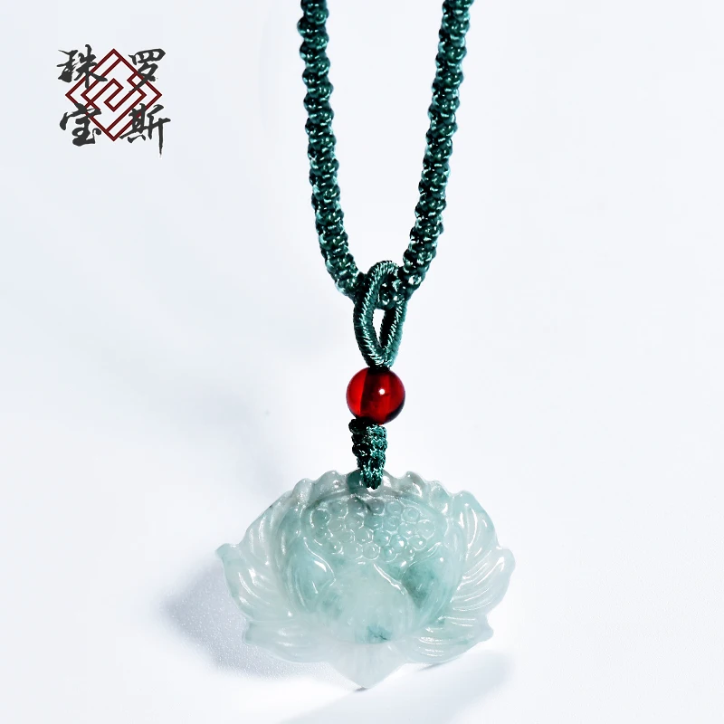 100% настоящий янтарский зеленый нефрит подвеска ручной работы подвески с лотосом