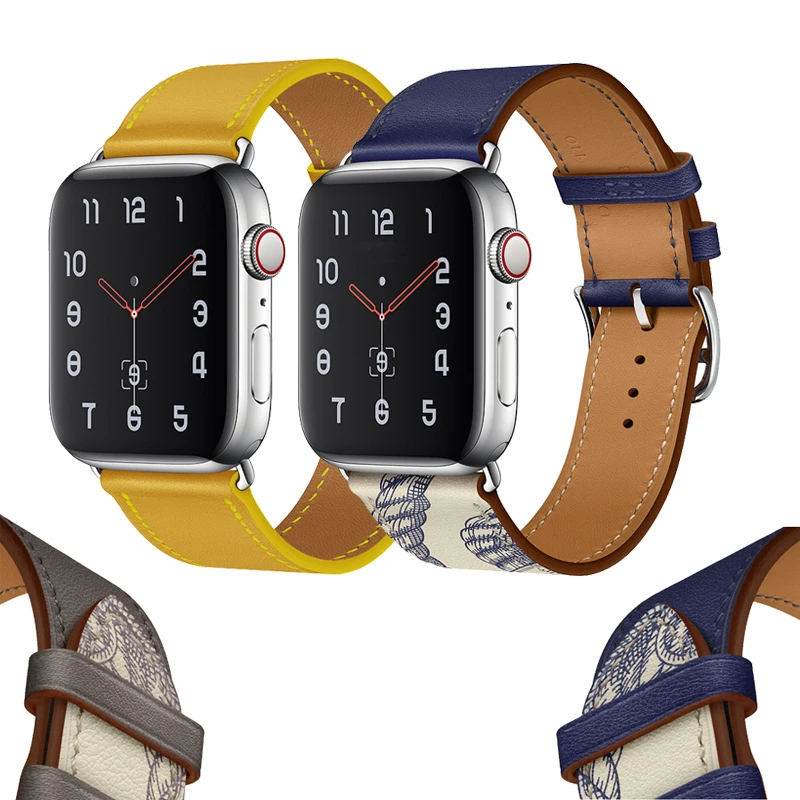Кожаный ремешок для Apple watch band correa iwatch Series 5 4 3 2 1 44 мм 40 42 38 одиночный Тур ручной