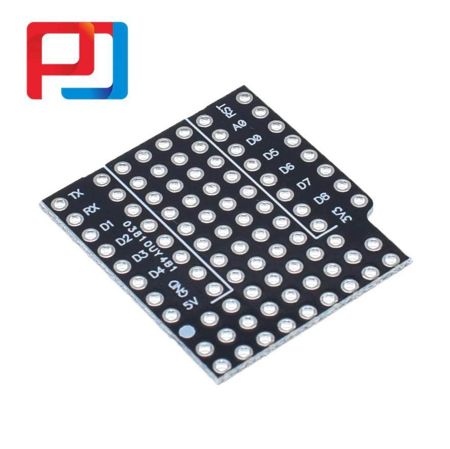 Печатная плата щит для WEMOS D1 mini двухсторонняя перфорированная с 2 контактными