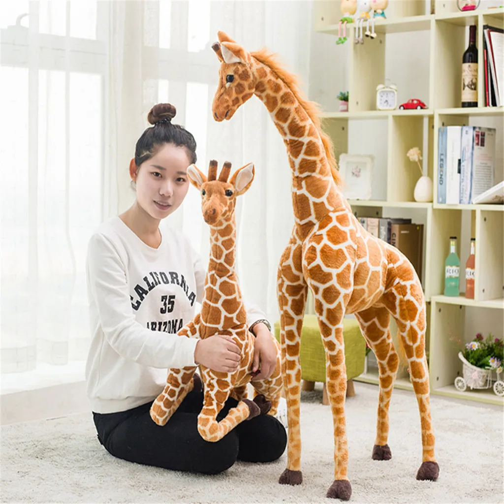 Гигантская имитация жирафа плюшевая игрушка кукла украшение для помещения