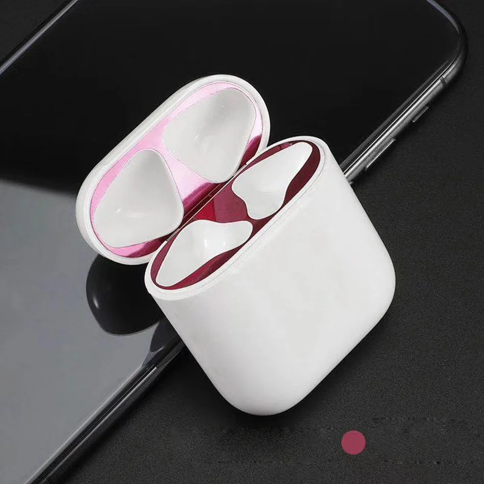 Для Apple AirPods металлическая Пылезащитная наклейка для AirPods 2 ультратонкий аксессуар защитная наклейка Пылезащитная защита кожи
