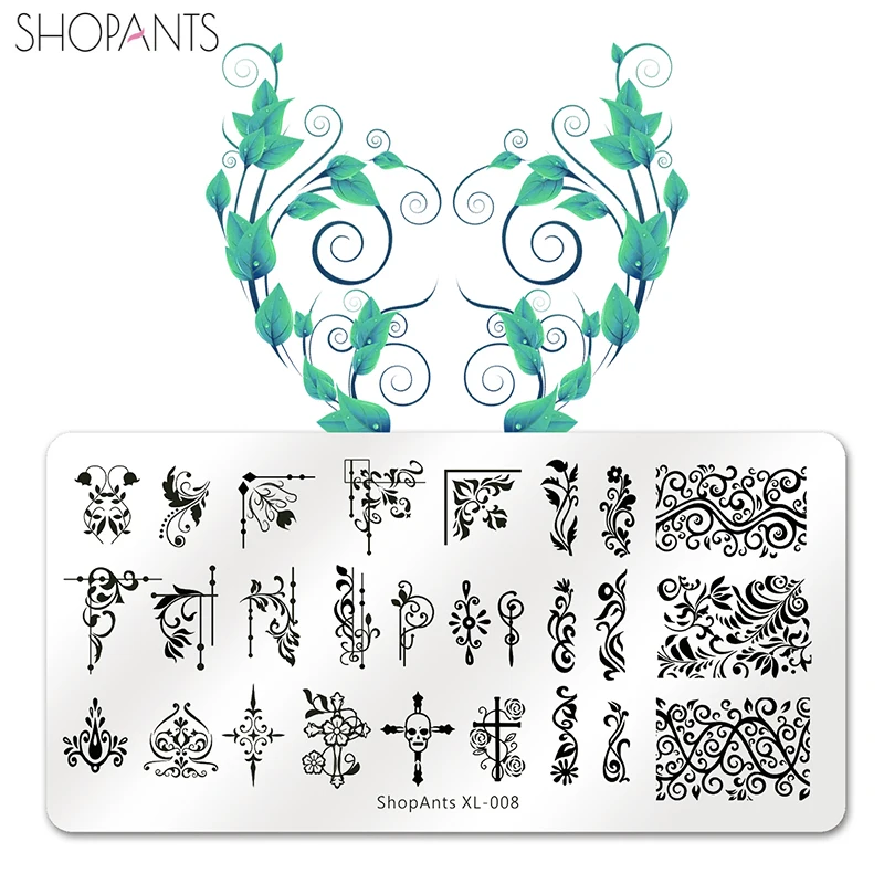 Shomants штамповочные пластины для дизайна ногтей геометрический крест цветок череп шаблон трафарет печать штамповка шаблон плесень аксессуары для ногтей 008