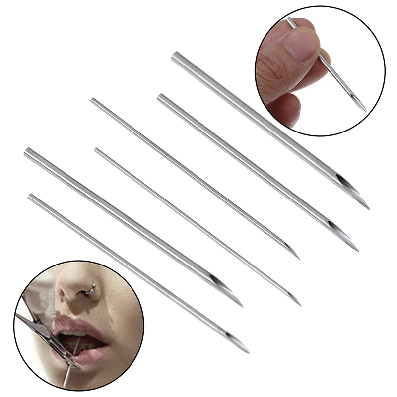 

10Pcs/Set Disposable Needles Kit Tool 12g/14g/16g/18g/20g Tattoo Piercing Needles For Navel Nipple Ear Nose Lip Tattoo Piercing