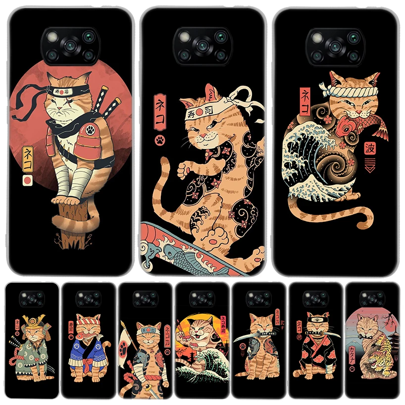 JAMULAR Neko рамен Японский кот аниме крутой чехол для телефона Xiaomi Poco X3 Nfc M3 F3 F1 Mi Note 10 Pro 11 Lite 11i 8 9 9T 10T CC9 A3