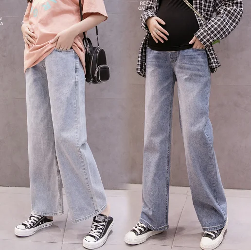

Autumn Loose Wide Leg Jeans Maternity Pants Trousers For Pregnant Women Clothes Vintage Pregnancy High Waist Denim Pants