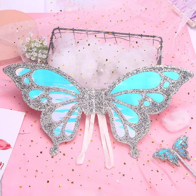 2020 для девочек блестки бабочка Крылья ангела Дети синяя аксессуары косплея
