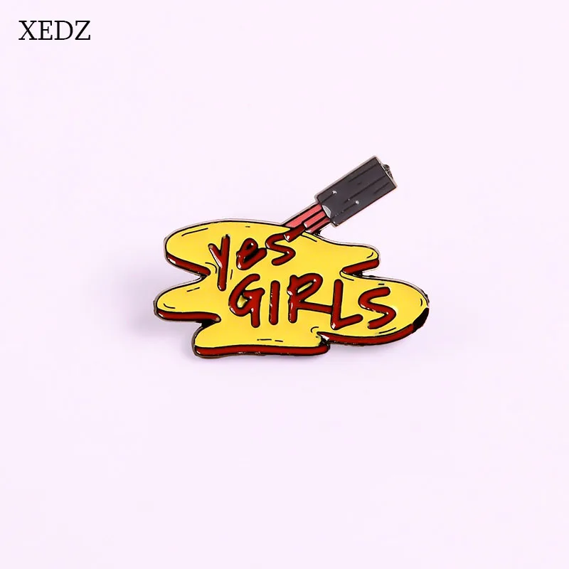 Новинка модная брошь XEDZ YES GIRLS с кисточкой из лака для ногтей рисования значок