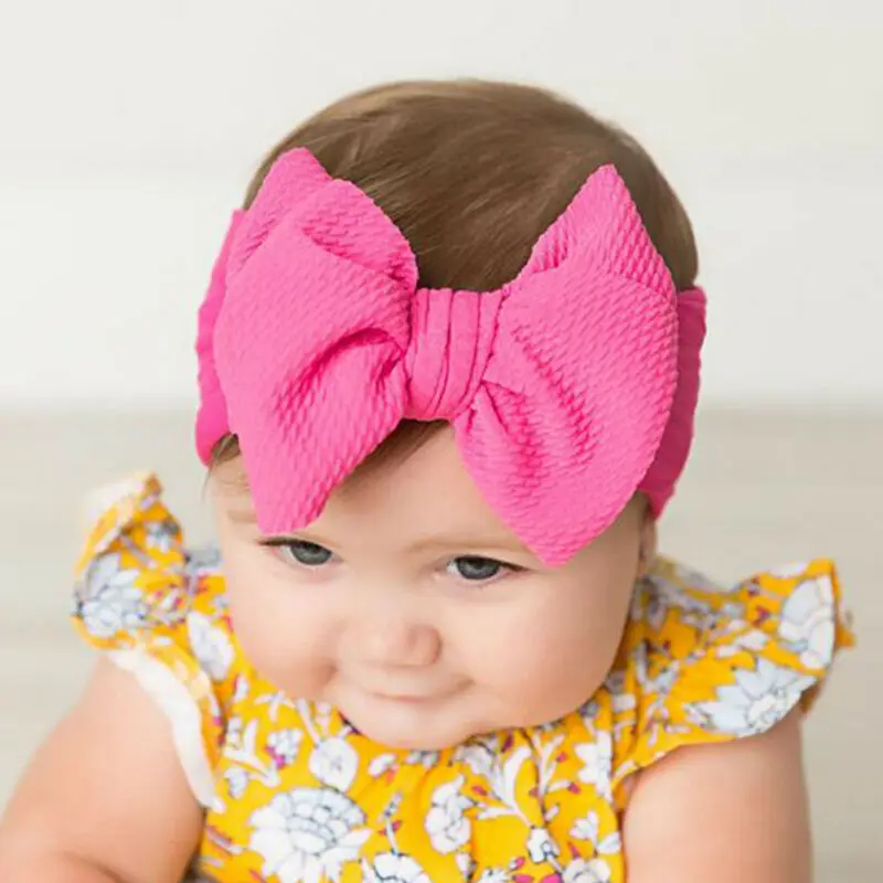 2019 New Big Bows Headband For Girls Solid Large Hair Elastic Turban Head Wraps Baby Kids Top Knot Hairband | Детская одежда и