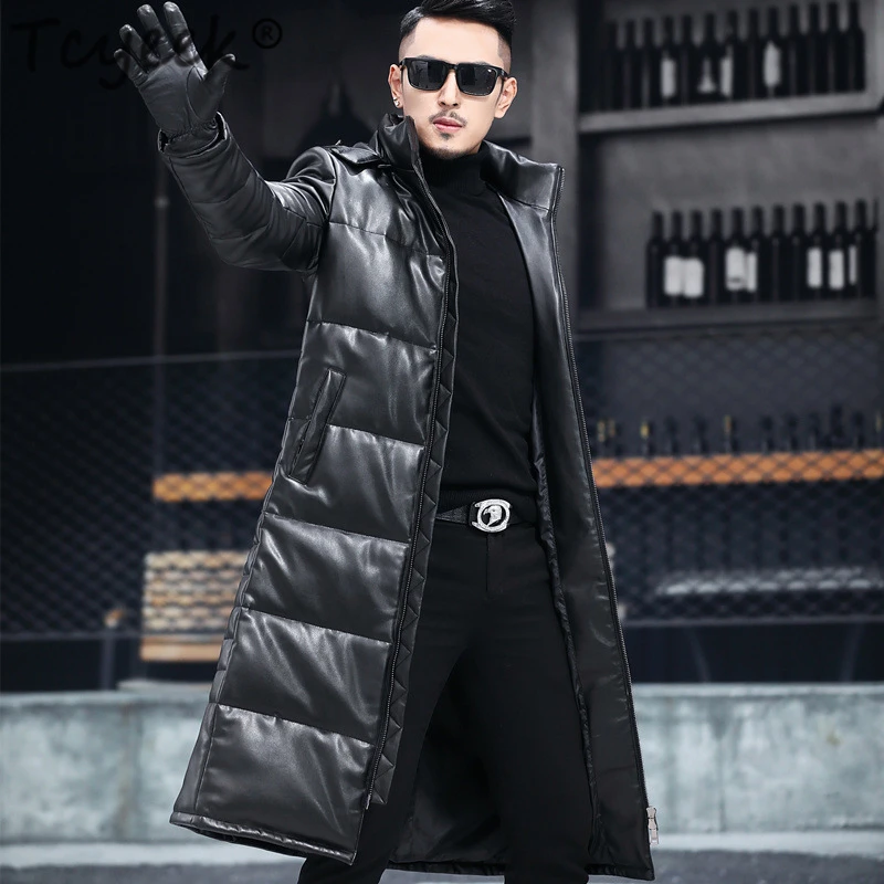 Фото Зимняя мужская куртка Tcyeek с капюшоном на 90% утином пуху Мужская одежда 2020 Толстая