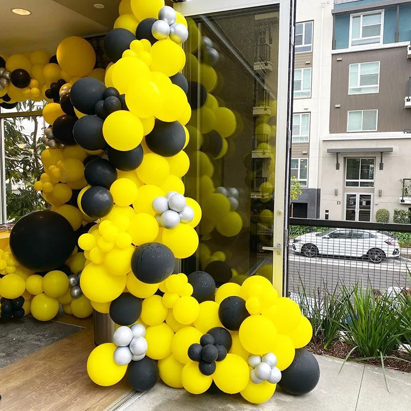 Juego de globos de l&aacute;tex para decoraci&oacute;n del hogar, Kit de globos de guirnalda de Color met&aacute;lico, amarillo y negro, 111 unids/set por Set-2