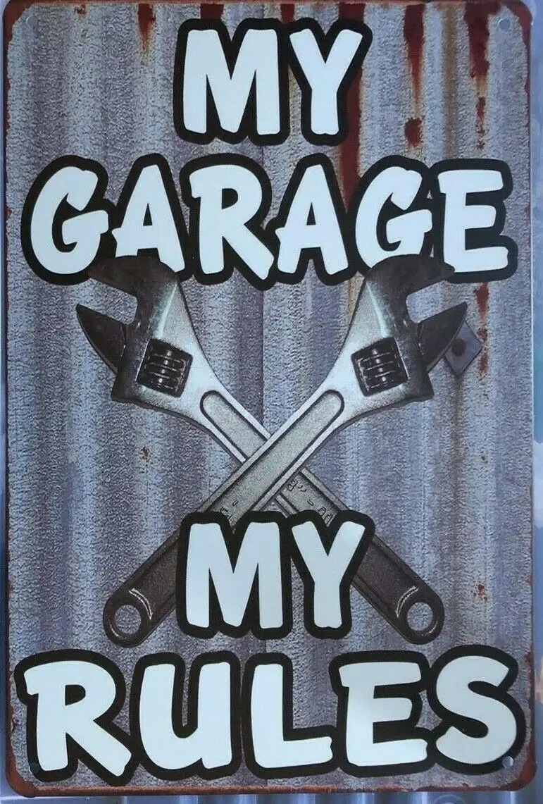

My Rules My Garage Garage Rustic Vintage Metal Tin Sign Decor Pub Home Door Vintage Wall Art Poster Plaque