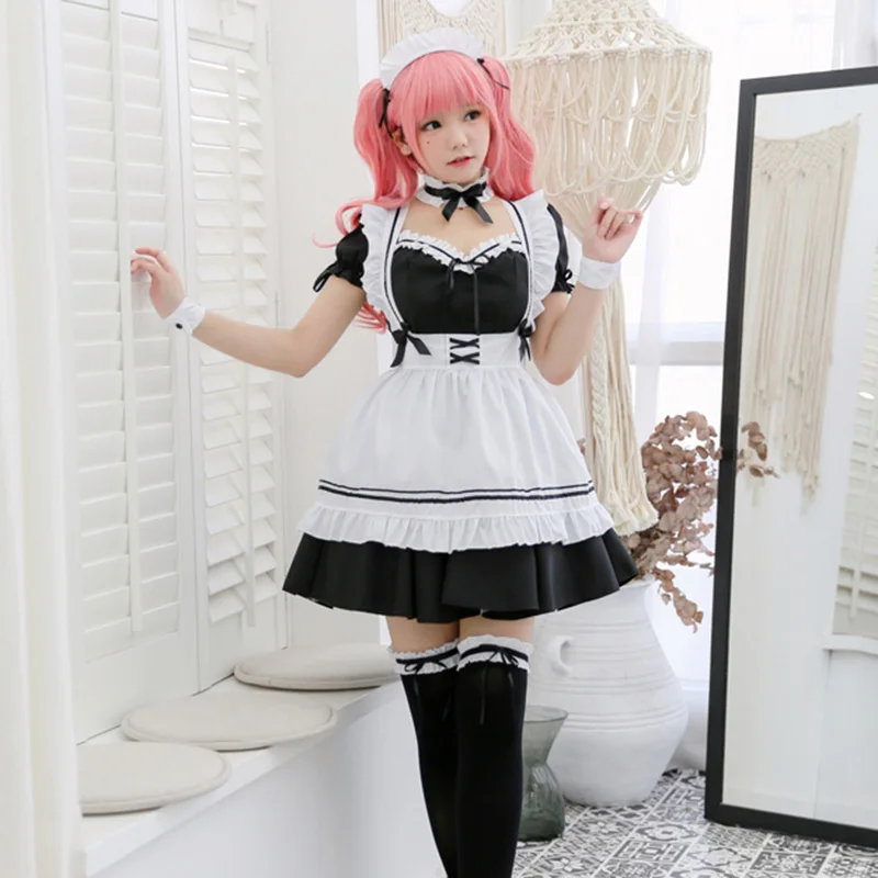 Amine Cute Lolita French Maid Cosplay Costume Dress Girls Woman Waitress Maid Party Stage Costumes Uniform lovers