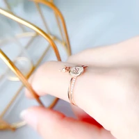 LUOWEND 100 18K Rose Gold Wedding Band Gold Rings anillos mujer Key Real Natural Diamond Ring for Women Wedding Customize Word