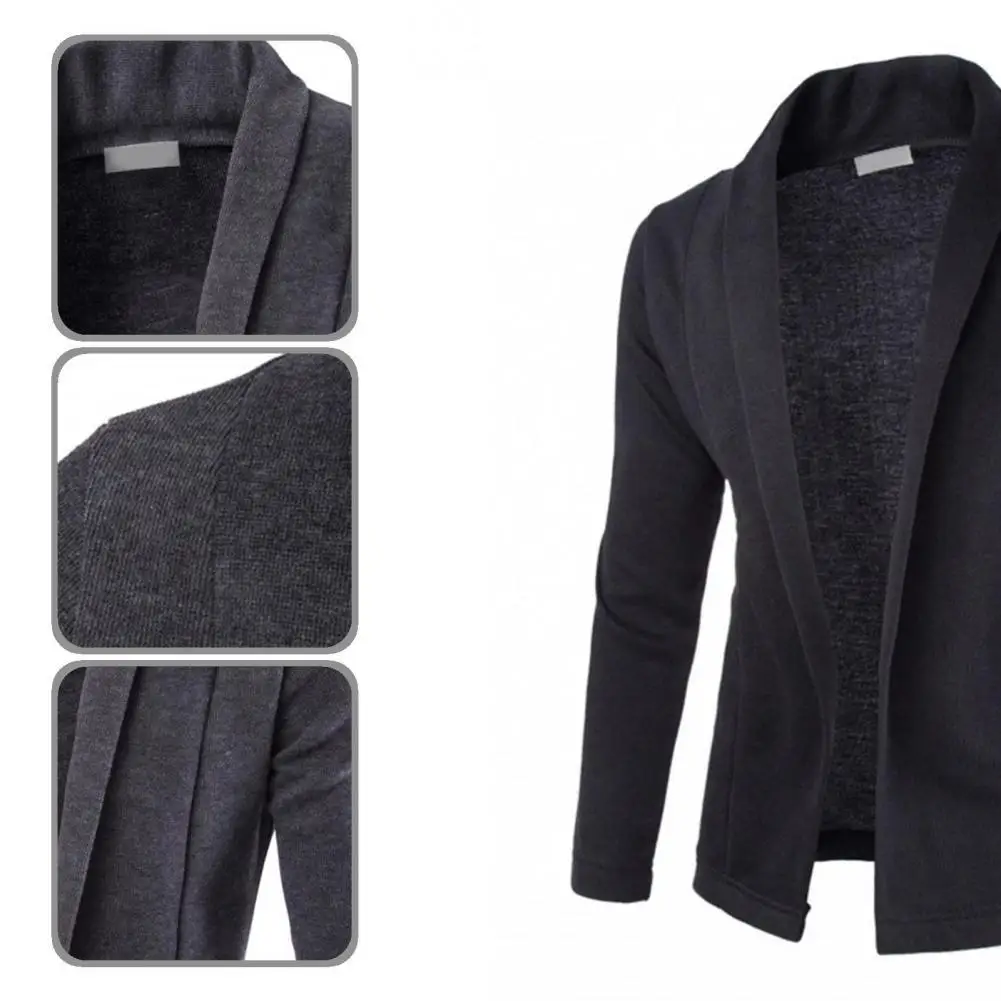 

Turn-down Collar Coat Solid Color Cardigan Men Jacket Men Accessory