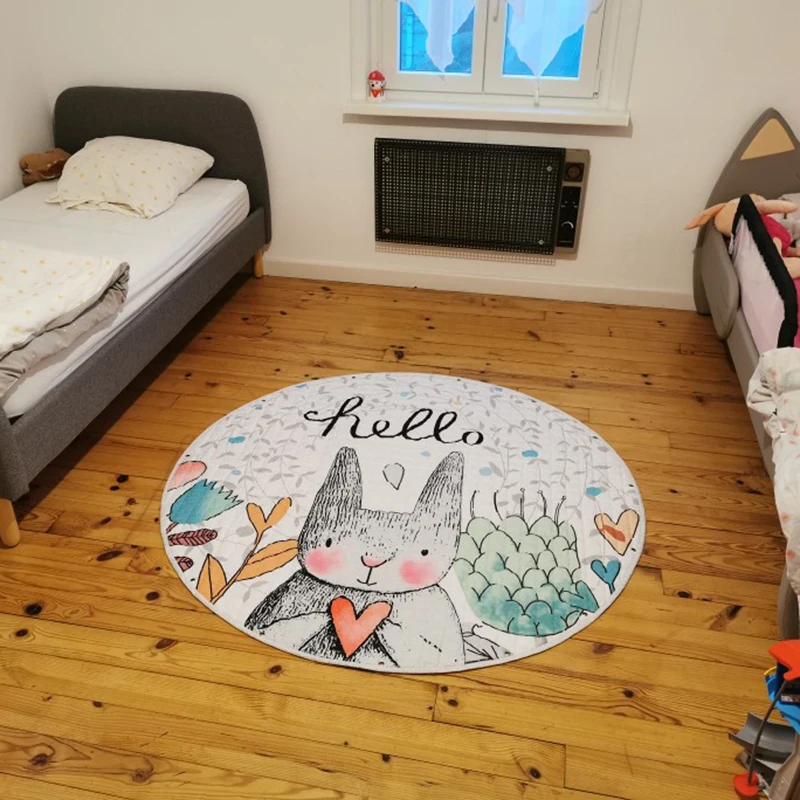 Мягкий детский ковер 150 см игровой коврик с мультяшным кроликом и животными