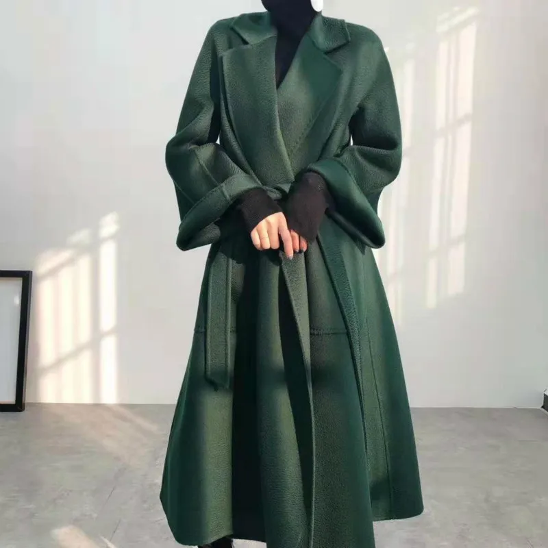 

Elegant 100% Wool Coat Female Long Vintage Woolen Jacket Women Korean Fashion Ladies Blend Coats Manteau Femme Hiver 2020 056