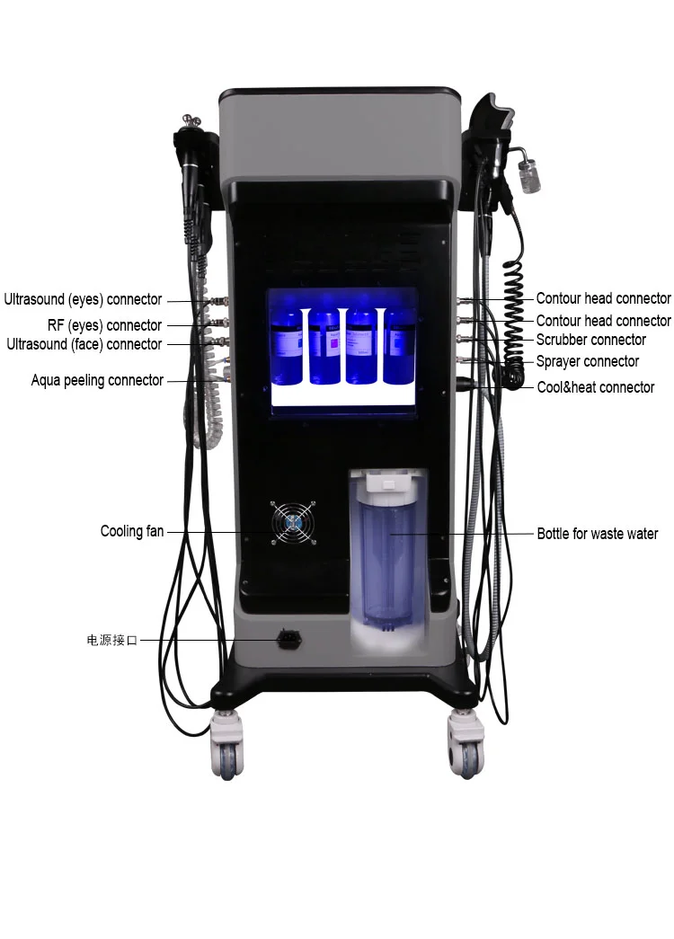 

8 in 1 Hydrafacial Oxygen Jet Aqua Peel Machine Microdermebrasion Skin Rejuvenation Cryo Facial and Eye Lifting Beauty Tools