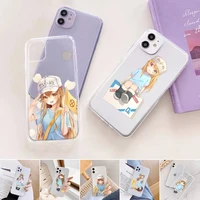 cute cartoon working cell phone case transparent for iphone 11 12 6 7 8 pro x xs max xr plus silicone soft tpu clear mobile bags
