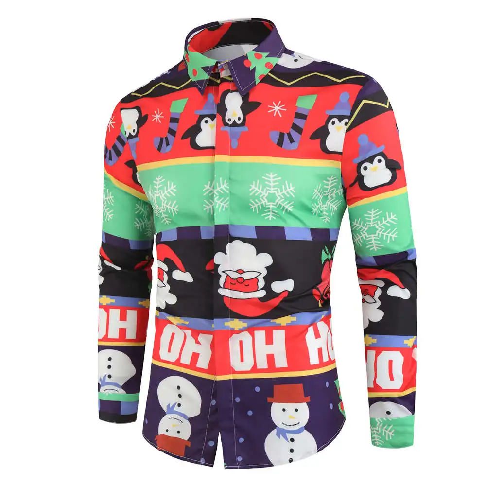 Мужская Повседневная Блузка со снежинками приталенная рубашка с принтом на