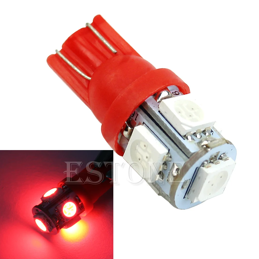T10 5050 5 светодиодный SMD 194 168 W5W красный ксеноновый светильник Wedge Bulb Автомобильный
