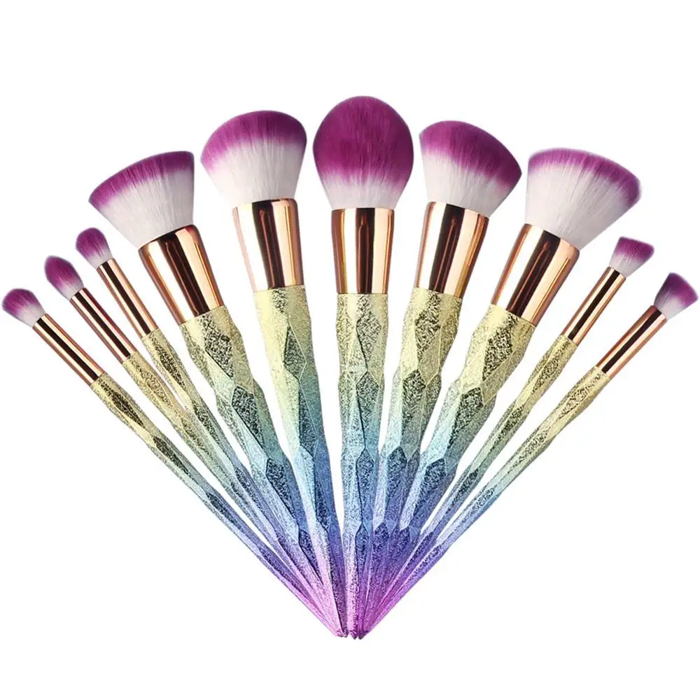 

2019 New 10pcs Diamond Makeup Brushes Set Fantasy Powder Eyeshadow Brush Facial Foundation Cosmetic Makeup Brush Kit