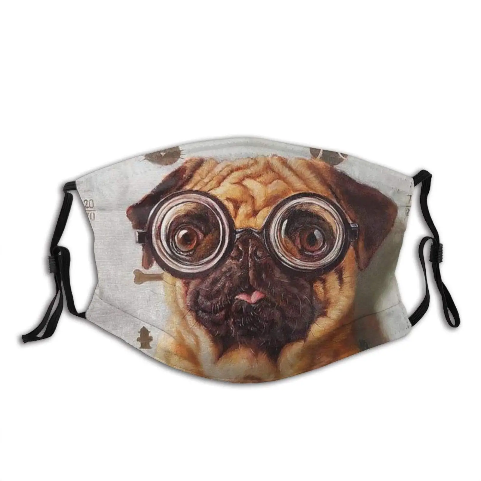 

Cute Pug Dog Animalwith Glasses Fashion Face Mask With Filter Pocket Washable Face Bandanas Dust-Proof Balaclava Reusable Fabric