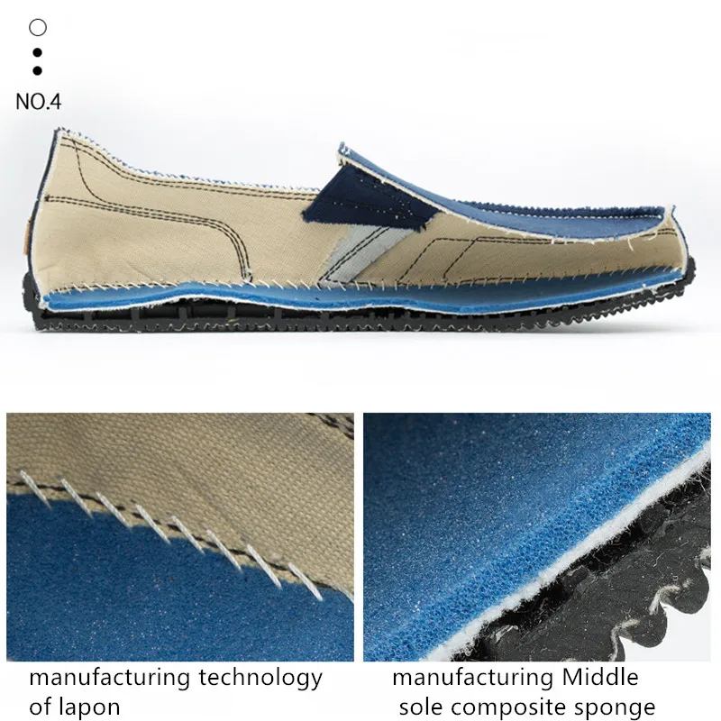 YEINSHAARS Men Classic Canvas Shoes Casual Sneakers Men's Lazy Moccasin Slip On Loafer Washed Denim Flat | Обувь