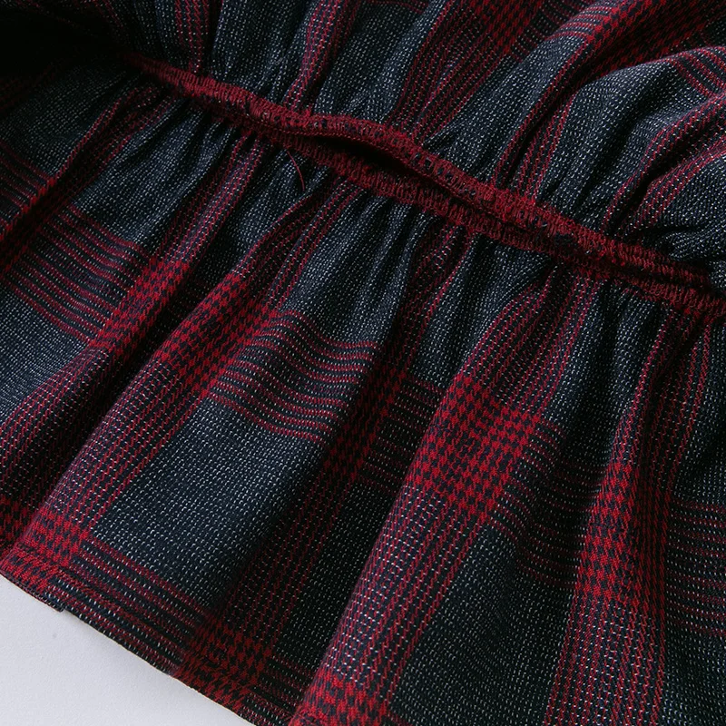

DB14471 dave bella autumn baby girl's cute bow plaid patchwork dress children fashion party dress kids infant lolita clothes