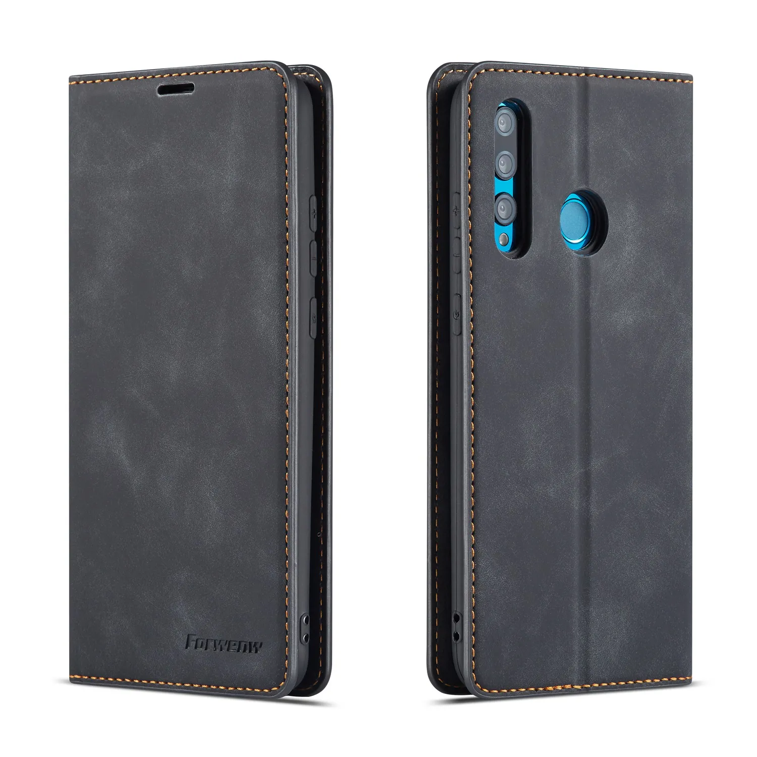 Huawei P Smart+ кожаный чехол-книжка Huewai P Smart POT LX1 LX1AF LX2J LX1RUA LX3 Роскошный чехол-книжка 6,21 дюймов чехол для телефона - Цвет: black