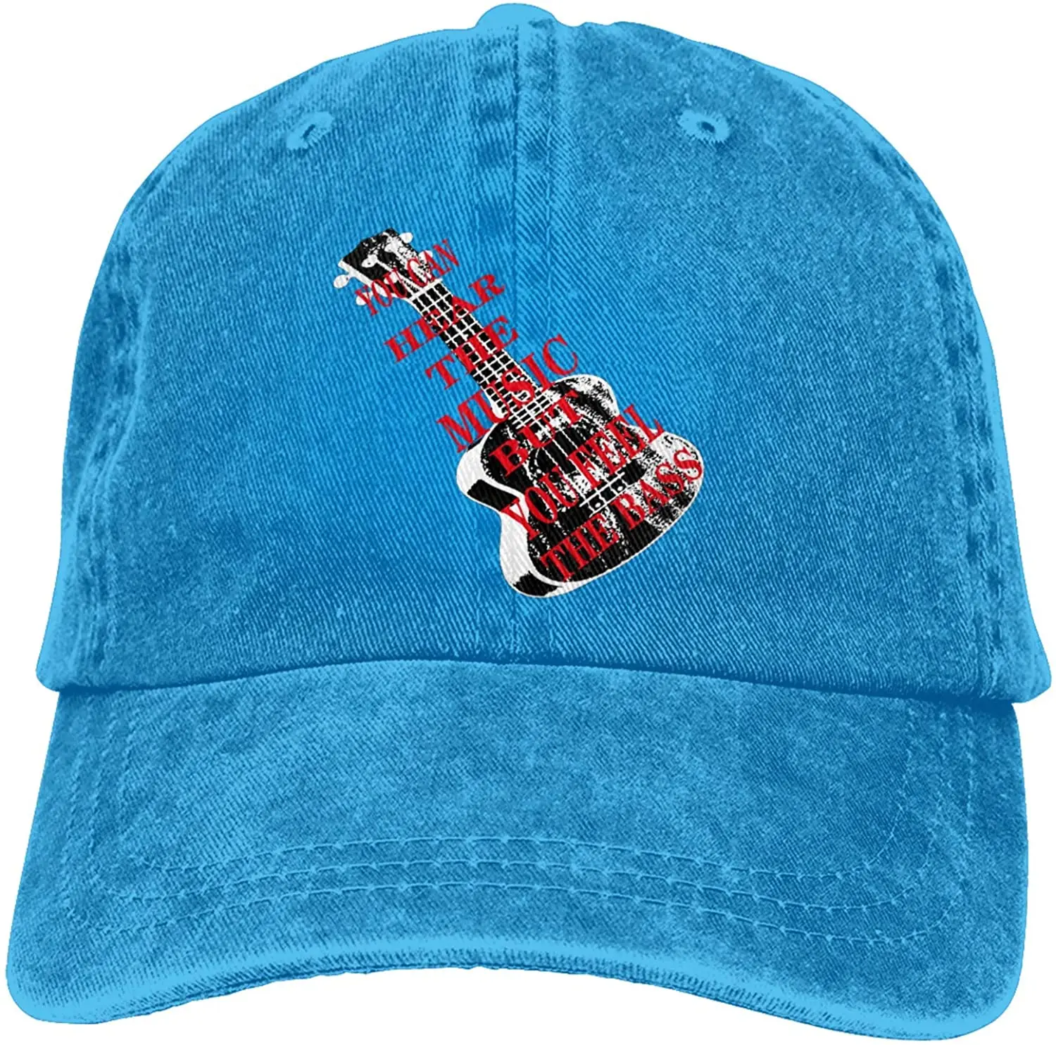 

You Can Hear The Music But You Feel The Bass Sports Denim Cap Adjustable Unisex Plain Baseball Cowboy Snapback Hat
