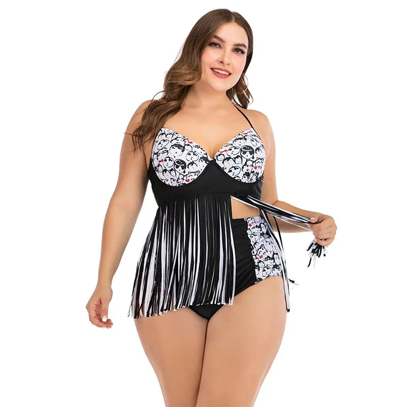 Новый Цельный купальник с кисточками женский большого размера бикини пуш ап