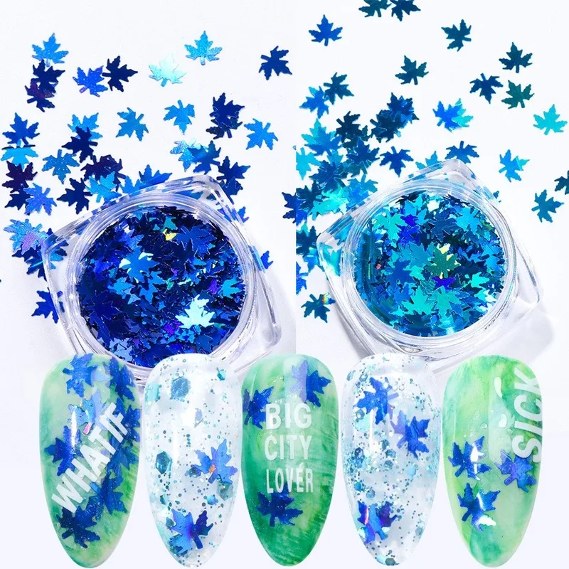 1 Pc Butterfly Maple Leaf Nail Art Sequins Holographic Nail Glitter Flakes Laser Fall Leaves Autumn Nail Art Decoration