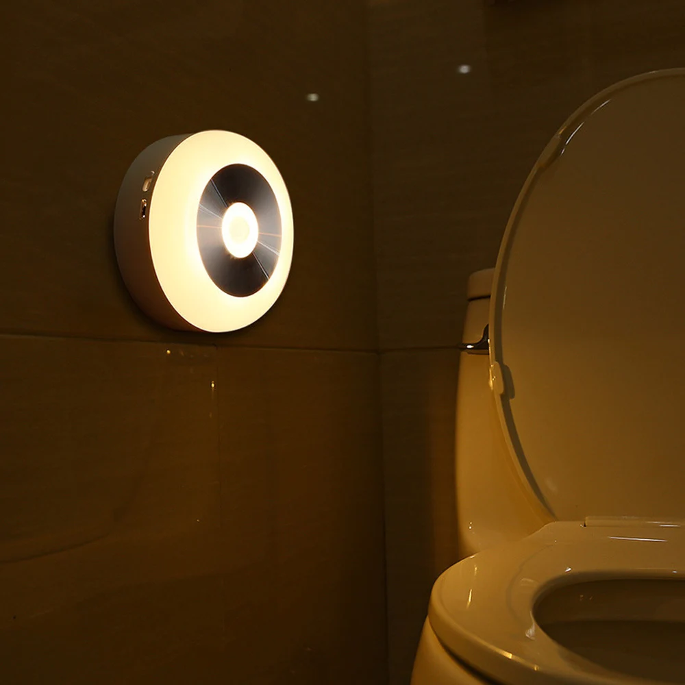 Теплый белый/белый Перезаряжаемый/на батарейках светодиодный ночник датчик