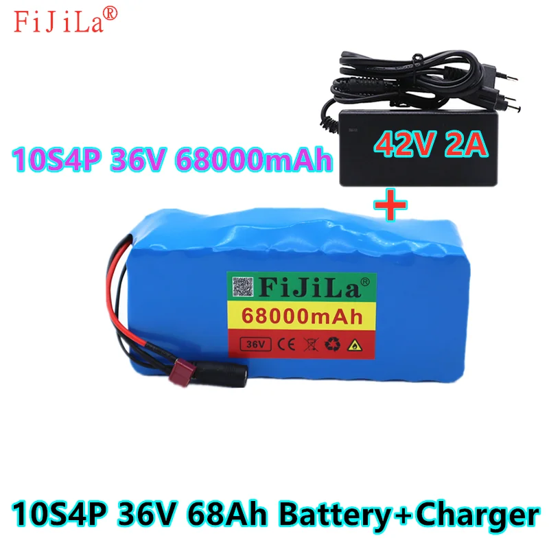 

2021 Original 36V battery 10S4P 68Ah battery pack 500W high power battery 42V 68000mAh Ebike electric bike BMS + 42V2A charger