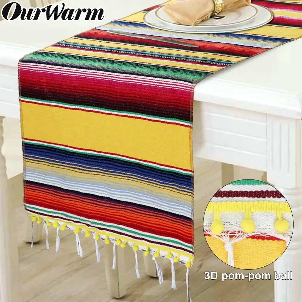 OurWarm мексиканские товары для вечеринок 215x35 см Serape хлопковая настольная дорожка