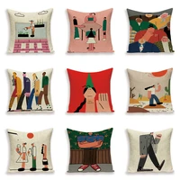cartoon human cushion covers colorful decorative pillows case portrait decor sofa pillow cases linen car cushions cover