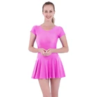 Женский купальник с юбкой Aoylisey, розовый купальник с юбкой, с юбкой, с коротким рукавом, с юбкой, для латиноамериканских танцев, платья для занятия гимнастикой