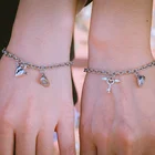 Браслет в форме сердца из нержавеющей стали, 2 шт.компл., магнитный, с замком в виде крыльев Ангела, для мужчин и женщин, очаровательные подарочные украшения