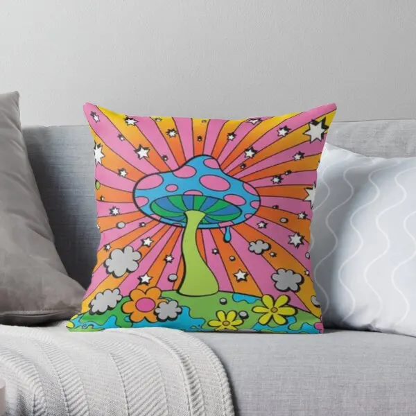 

Y2K Mushroom Aesthetic Printing Throw Pillow Cover Square Fashion Car Sofa Case Soft Bedroom Decor Home Pillows not include