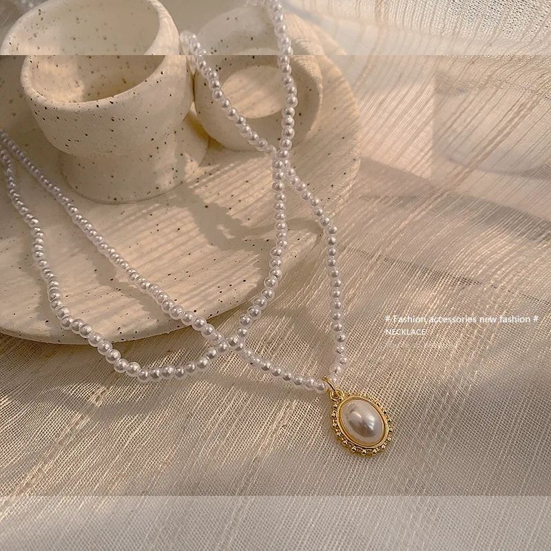 LIWO в винтажном стиле DoubleLayer жемчужные ожерелья для женщин колье дикий модная