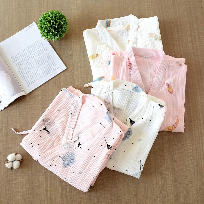 Женское тонкое кимоно свободного покроя повседневное комфортное из хлопка с