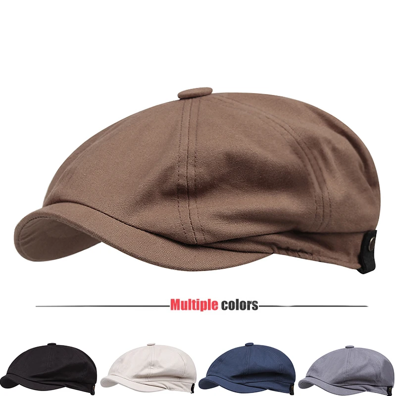 

New Solid color men's newsboy hat spring summer thin retro beret hat wild casual hat wild octagonal hats Classic painter hat