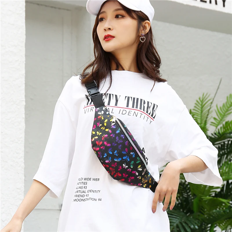 

2020 New Waist Bag Fanny Packs Style Belt Bag Butterfly Print Women Waist Pack Travelling Mobile Phone Bags