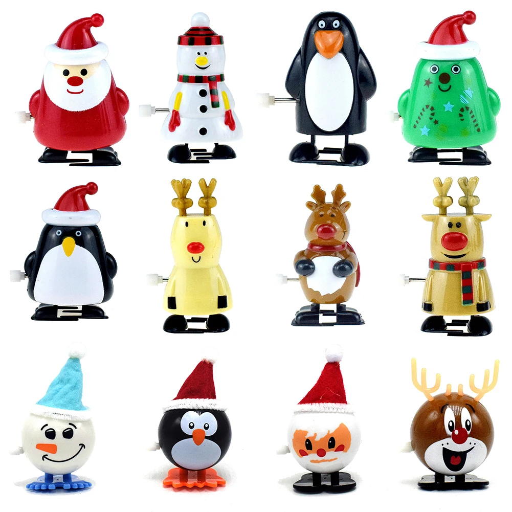 

8/12pcs Christmas Funny Wind Up Toy Xmas Clockwork Winding Toys Children Gifts Festival Home Party Decoration Random Colors