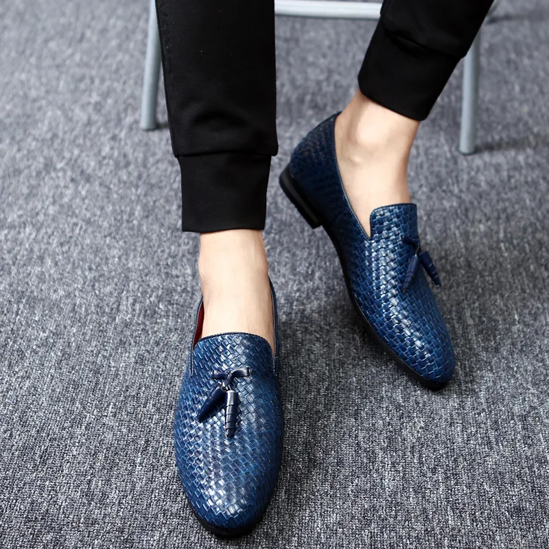 

Spring and autumn braided men's shoes British tassel single shoes foreign trade increased size leather shoes 2019