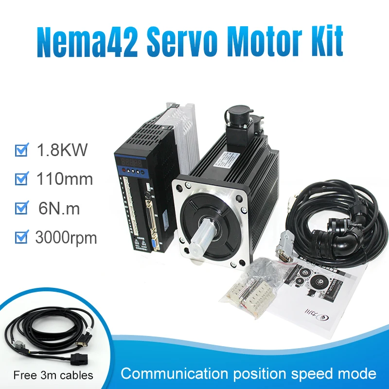 1.8KW 110ST M06030 + B2 3000 об/мин 6N.M. 1800 Вт 220 В 3 фазный/однофазный синхронный ЧПУ плазменный
